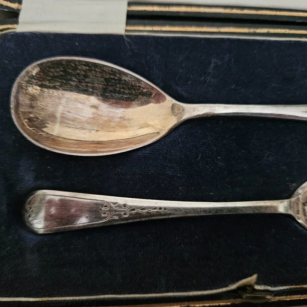 RARE VINTAGE ANTIQUE ART DECO ENGLISH BP BENJAMIN PEMBERTON SILVER SPOON SET BOX